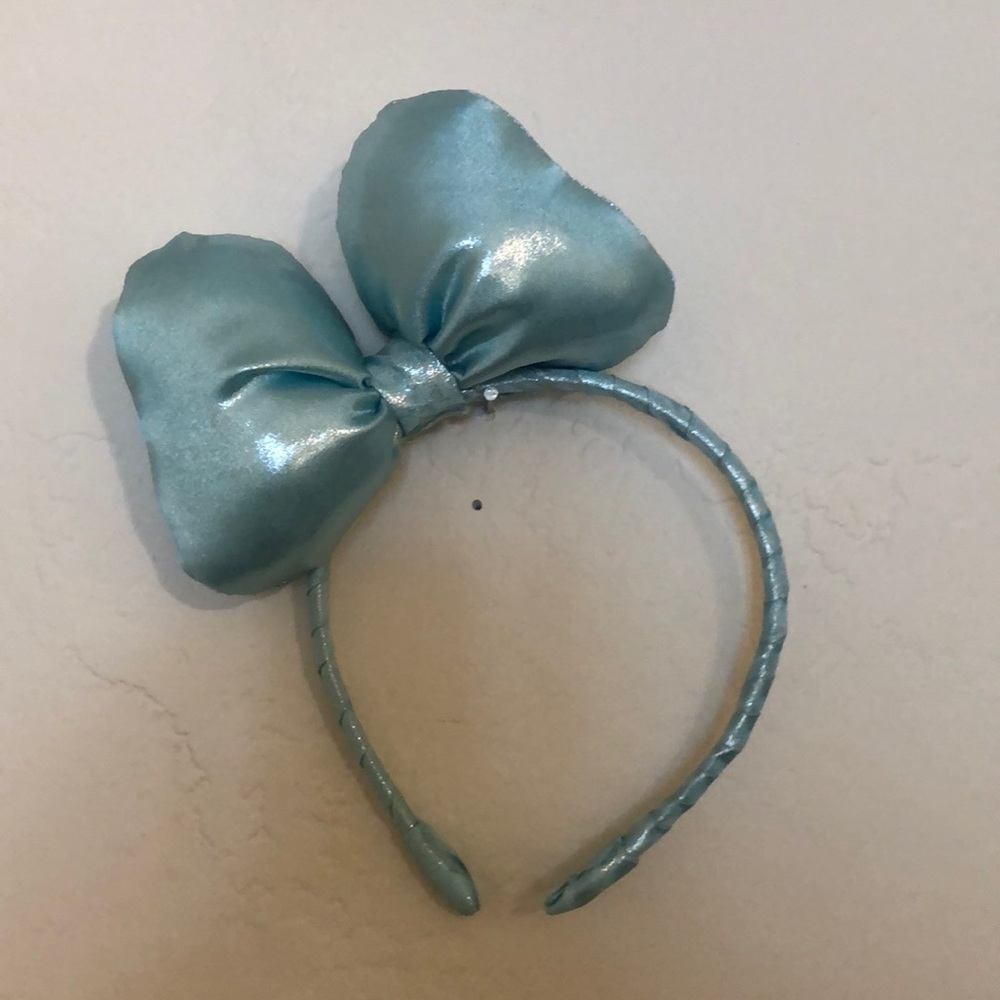 Light blue shimmery Minnie bow headband